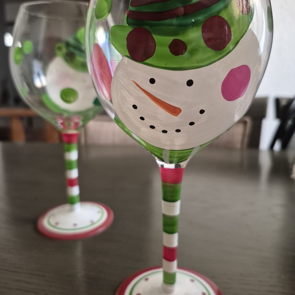 Festive Snowman Wine Glasses